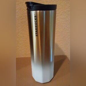 RARE! Starbucks 16oz Stainless Steel White & Gold Ombré Tumbler! Stunning!